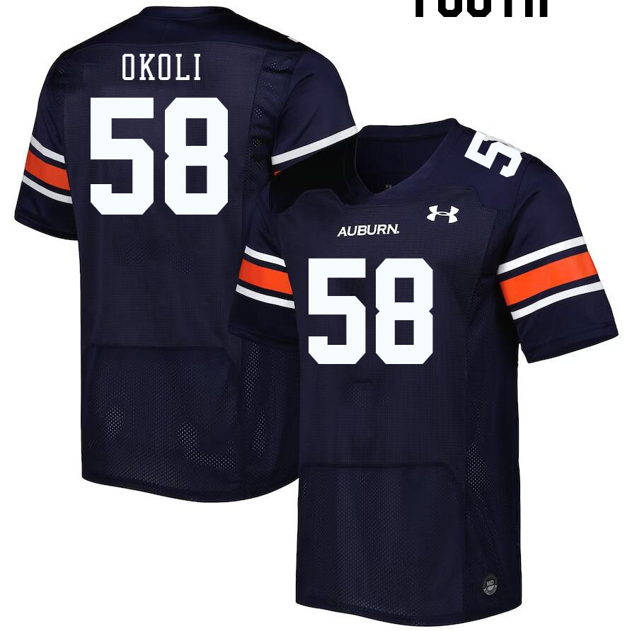Youth #58 Tobechi Okoli Auburn Tigers College Football Jerseys Stitched-Navy